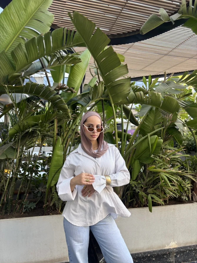 Beige Serene Stripes Blouse